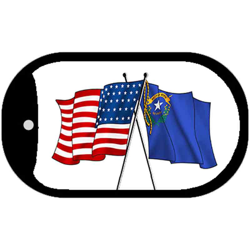 Nevada / USA Crossed Flags Novelty Metal Dog Tag Necklace DT-11488