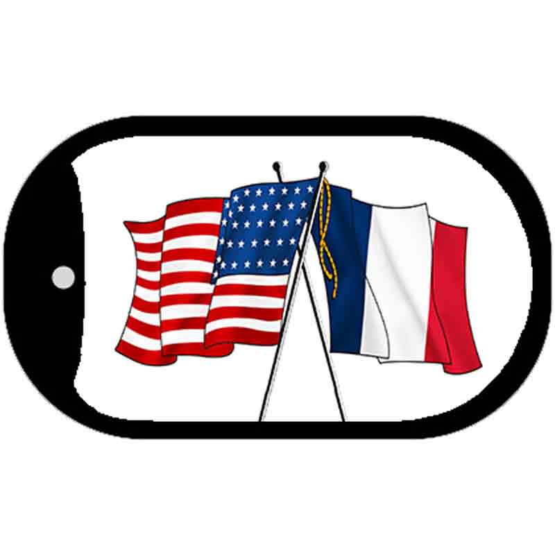 France / USA Flag Novelty Metal Dog Tag Necklace DT-11512