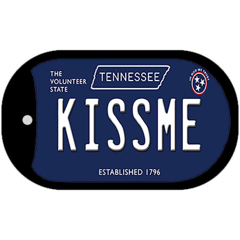 Kiss Me Tennessee Blue Novelty Metal Dog Tag Necklace