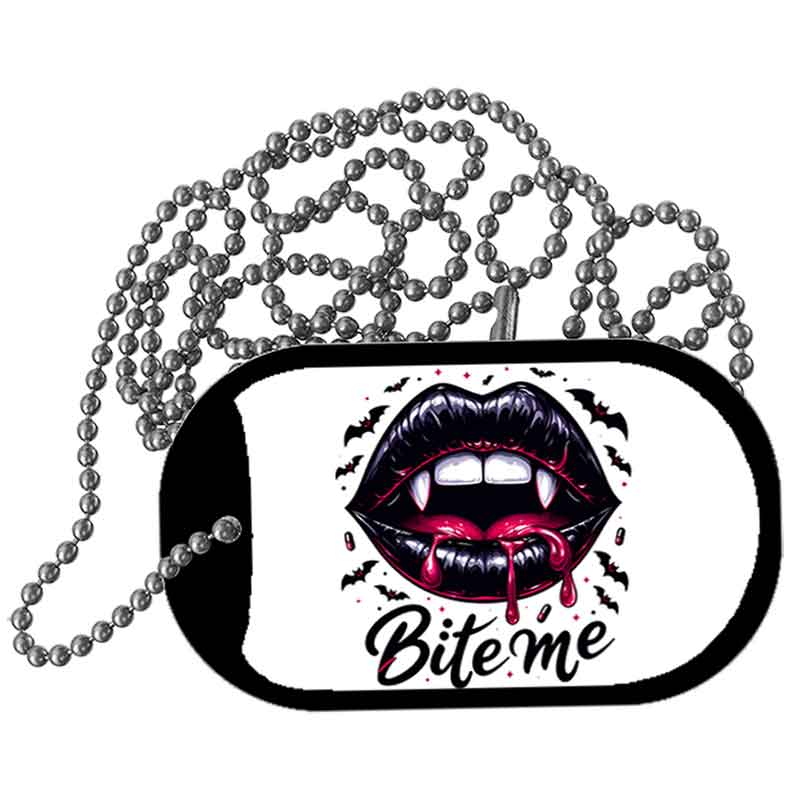 Bite Me Metal Novelty Dog Tag Necklace DT-14533