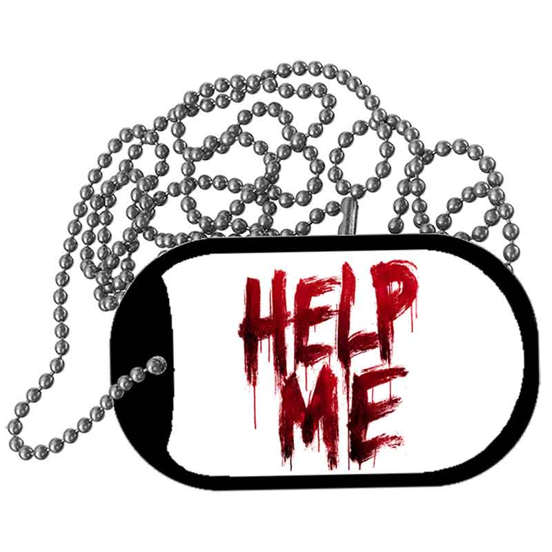 Help Me Bloody Metal Novelty Dog Tag Necklace DT-14539