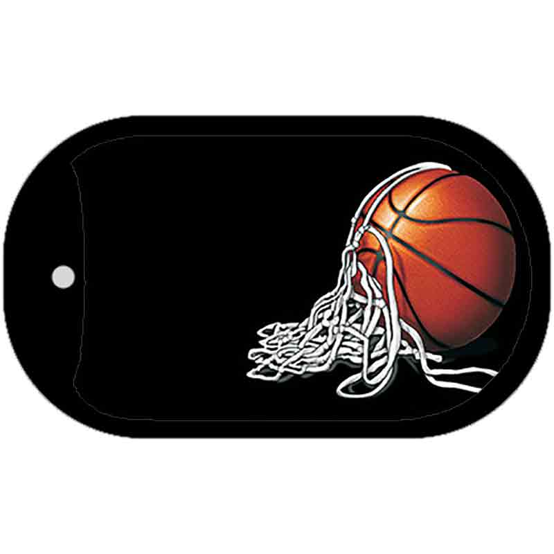 Basketball and Net Offset Novelty Metal Dog Tag Necklace DT-2307