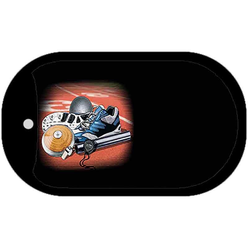 Track and Field Offset Novelty Metal Dog Tag Necklace DT-3804
