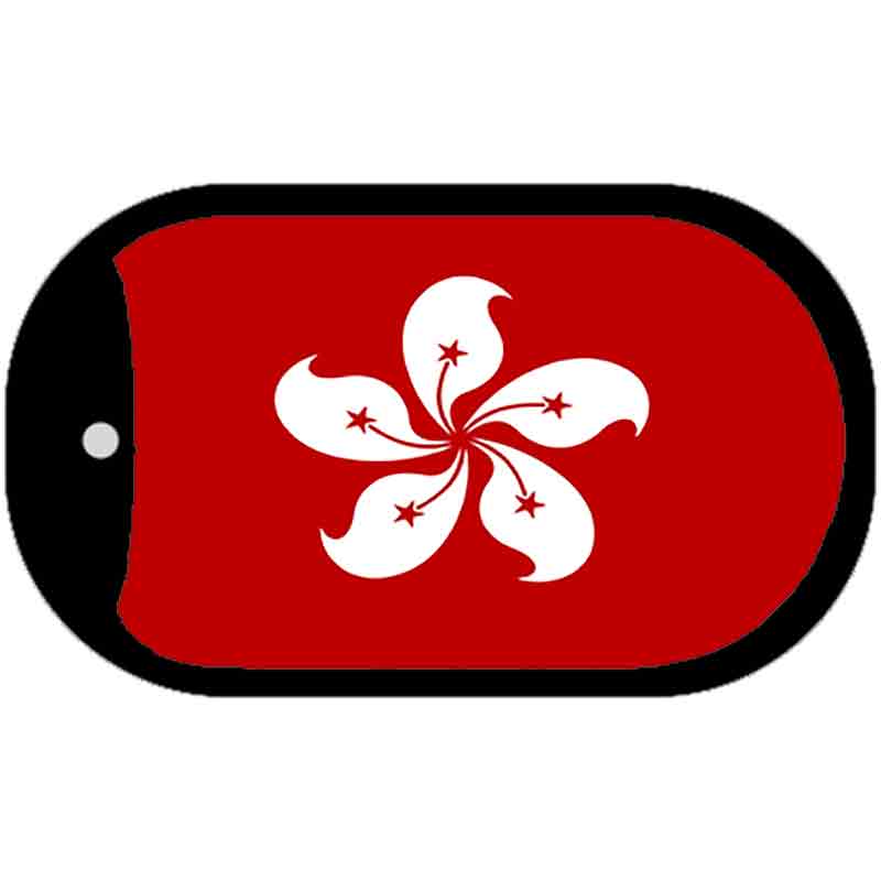 Hong Kong Flag Scroll Metal Novelty Dog Tag Necklace DT-4028