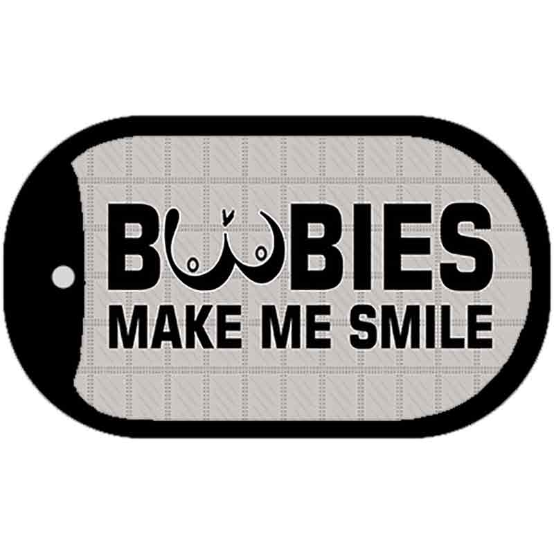Boobies Make Me Smile Novelty Metal Dog Tag Necklace DT-4348