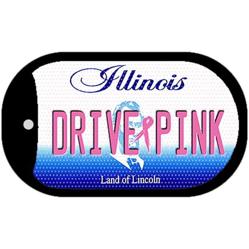 Drive Pink Illinois Novelty Metal Dog Tag Necklace DT-9648