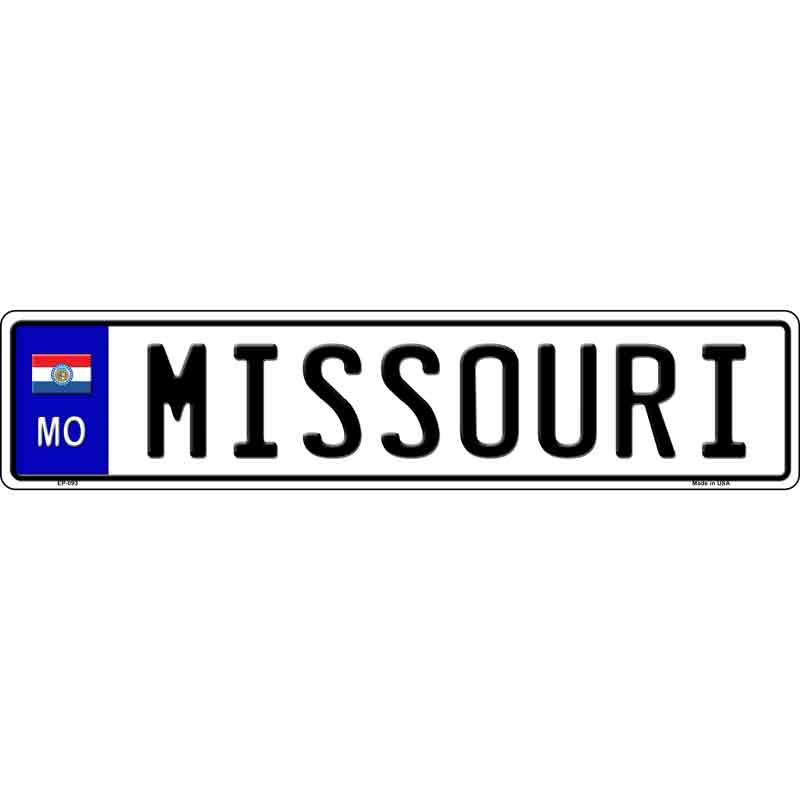 Missouri Novelty Metal European License Plate Tag EP-093