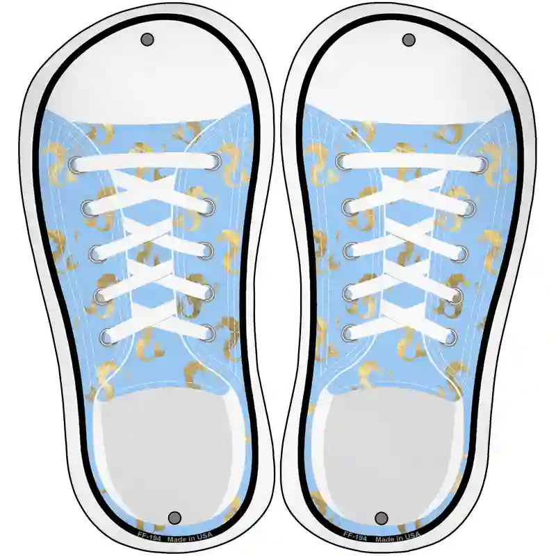 Seahorses Baby Blue Novelty Metal Shoe Outlines (Set of 2)