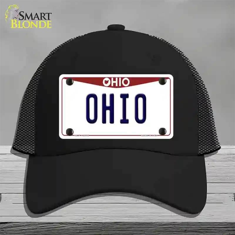 Ohio Maroon Novelty License Plate Hat Mesh / Black