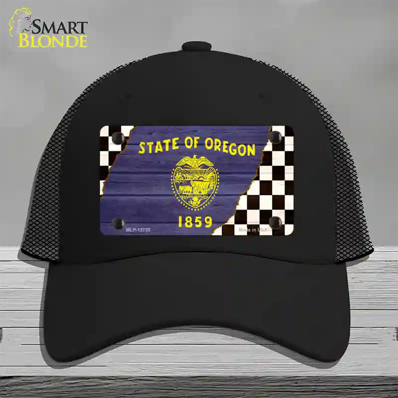 Oregon Racing Flag Novelty License Plate Hat Tag Mesh / Black