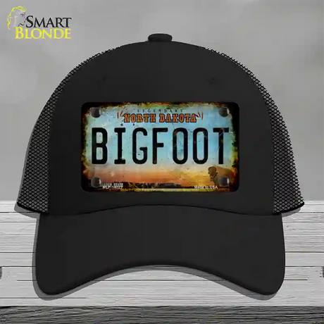 Bigfoot North Dakota Novelty License Plate Hat Tag Mesh / Black
