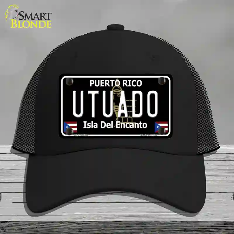 Utuado Puerto Rico Black Novelty License Plate Hat Mesh / Black