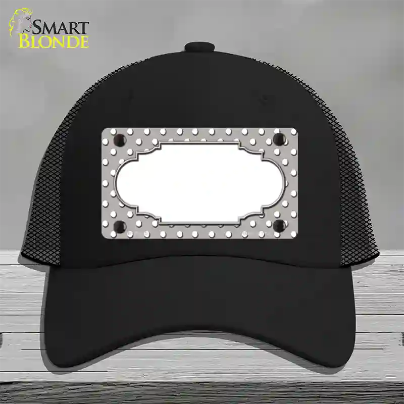 Scallop Grey White Polka Dot Novelty License Plate Hat Mesh / Black
