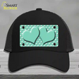 Mint White Polka Dot Center Hearts Novelty License Plate Hat Mesh / Black