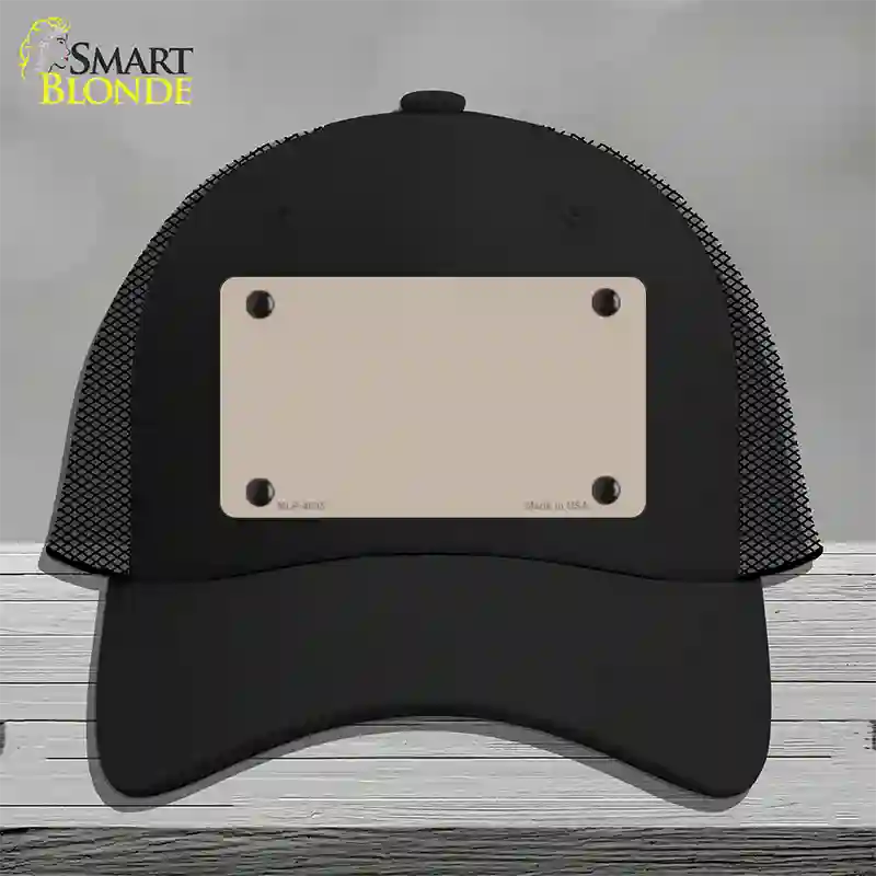 Tan Solid Novelty License Plate Hat Mesh / Black