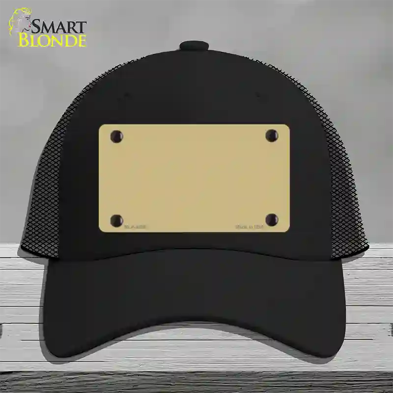 Gold Solid Novelty License Plate Hat Mesh / Black