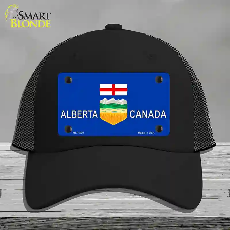 Alberta Canada Novelty License Plate Hat Mesh / Black