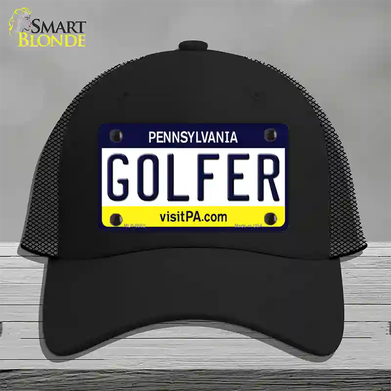 Golfer Pennsylvania State Novelty License Plate Hat Mesh / Black