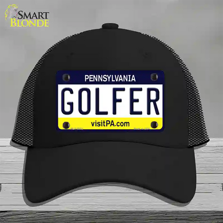 Golfer Pennsylvania State Novelty License Plate Hat Mesh / Black