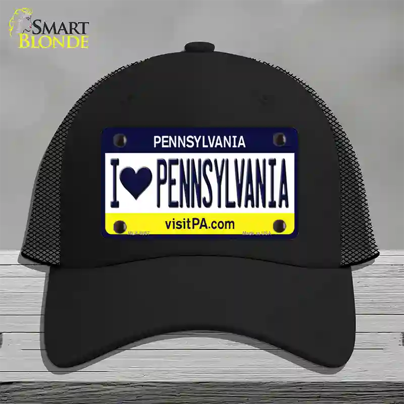 I Love Pennsylvania State Novelty License Plate Hat Mesh / Black