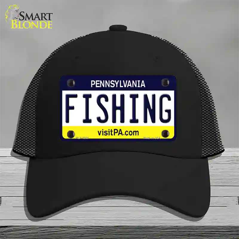 Fishing Pennsylvania State Novelty License Plate Hat Mesh / Black