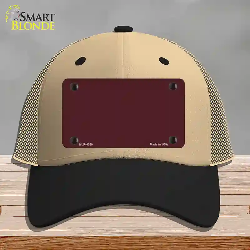 Burgundy Novelty License Plate Hat Mesh / Khaki|Black