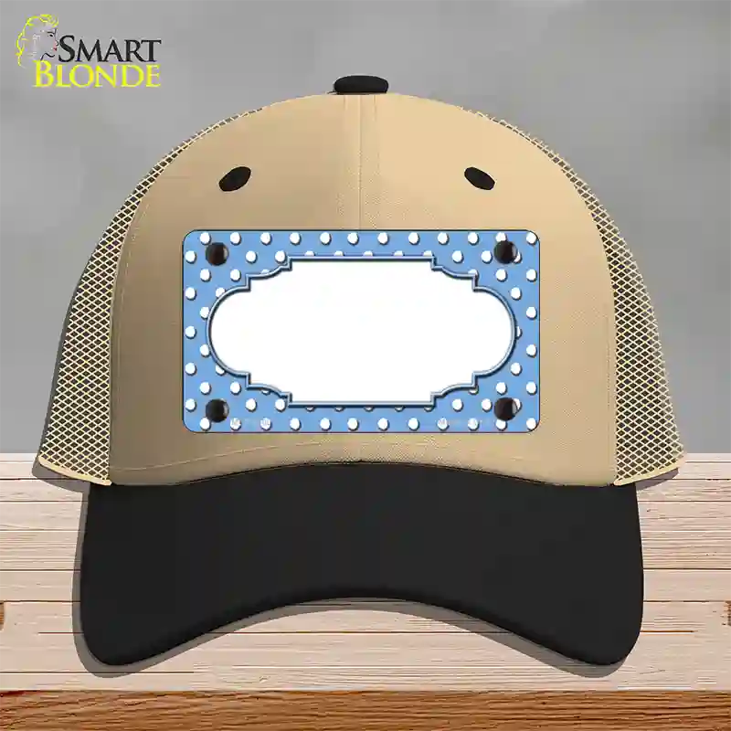Scallop Light Blue White Polka Dot Novelty License Plate Hat Mesh / Khaki|Black