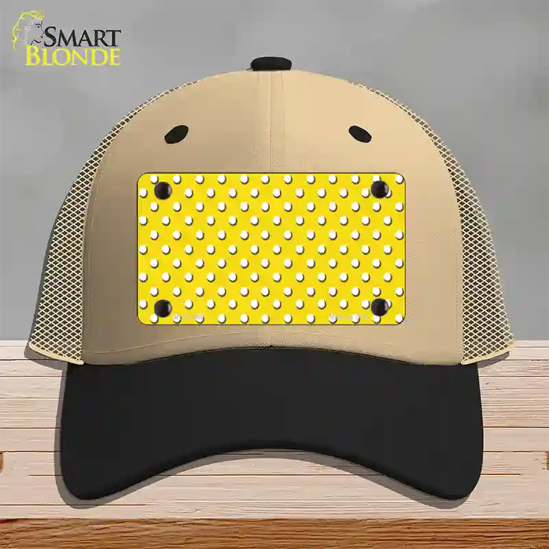 Yellow Polka Dot Novelty License Plate Hat Mesh / Khaki|Black