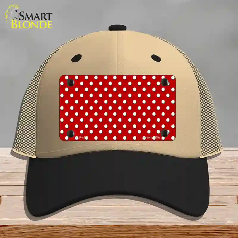 Red Polka Dot Novelty License Plate Hat Mesh / Khaki|Black