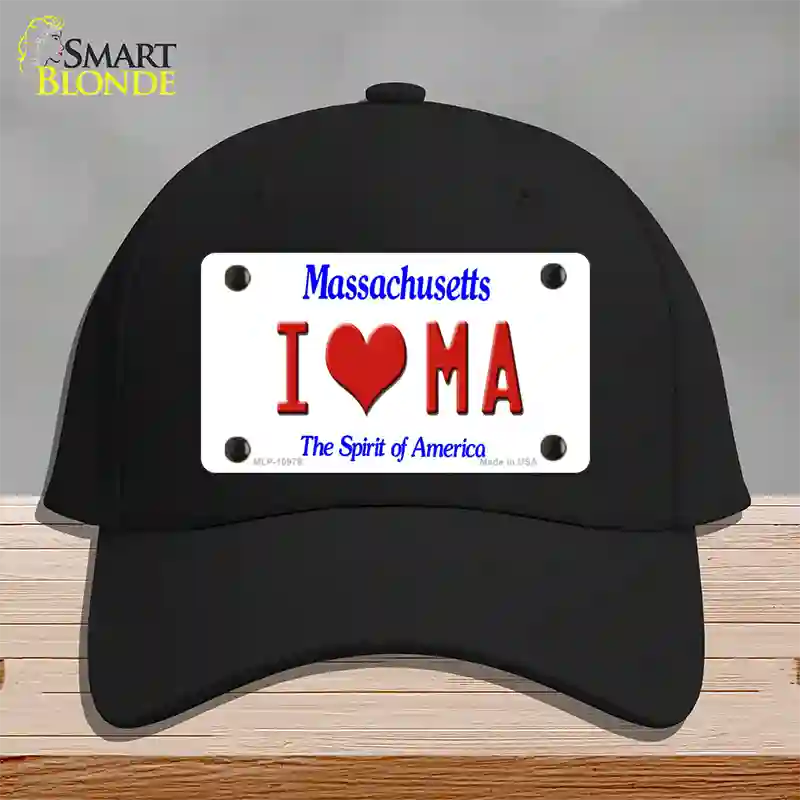 I Love Massachusetts Novelty License Plate Hat Cotton / Black