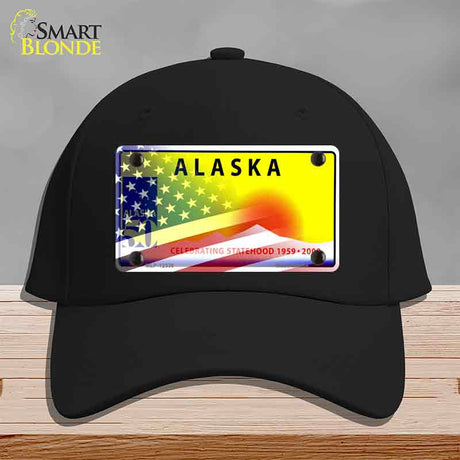 Alaska with American Flag Novelty License Plate Hat HAT-MLP-12330