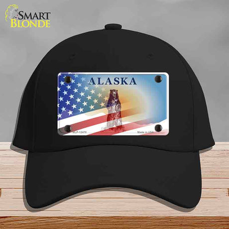 Alaska Bear with American Flag Novelty License Plate Hat HAT-MLP-12478