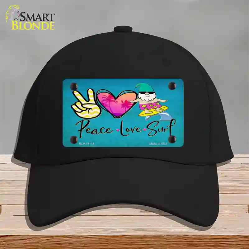 Peace Love Surf Novelty License Plate Hat Cotton / Black