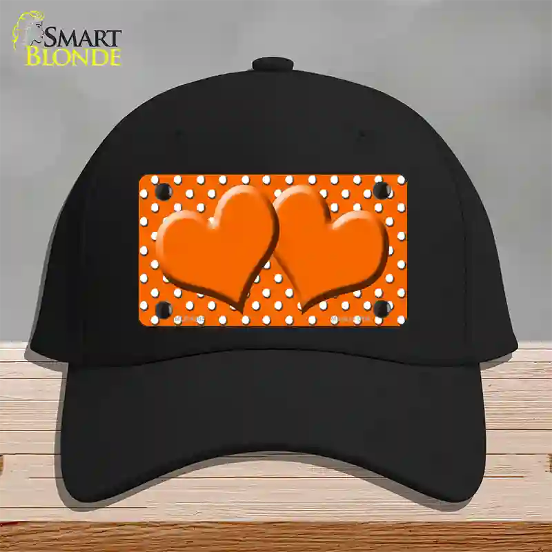 Orange White Polka Dot Center Hearts Novelty License Plate Hat Cotton / Black