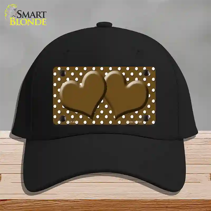 Brown White Polka Dot Center Hearts Novelty License Plate Hat Cotton / Black