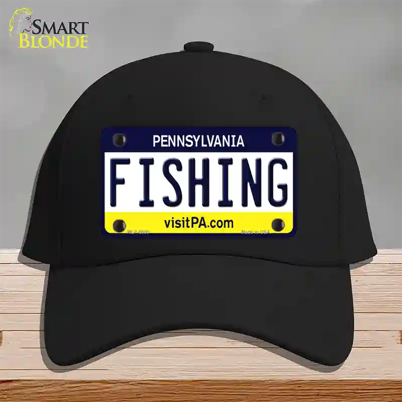 Fishing Pennsylvania State Novelty License Plate Hat Cotton / Black