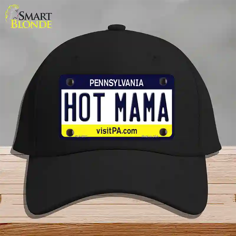 Hot Mama Pennsylvania State Novelty License Plate Hat Cotton / Black