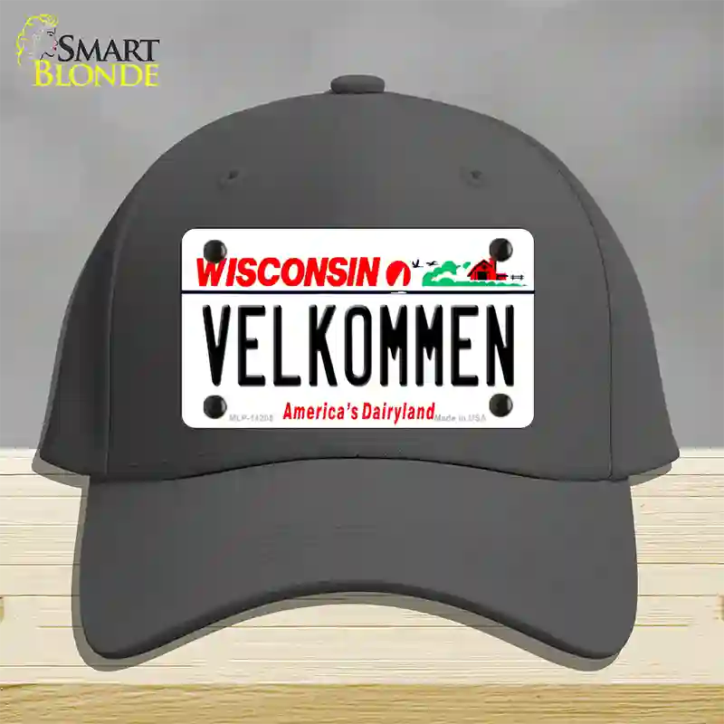 Velkommen Wisconsin Novelty License Plate Hat Cotton / Charcoal