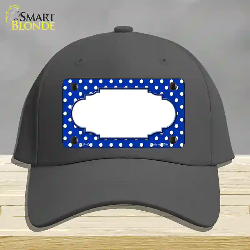 Scallop Blue White Polka Dot Novelty License Plate Hat Cotton / Charcoal