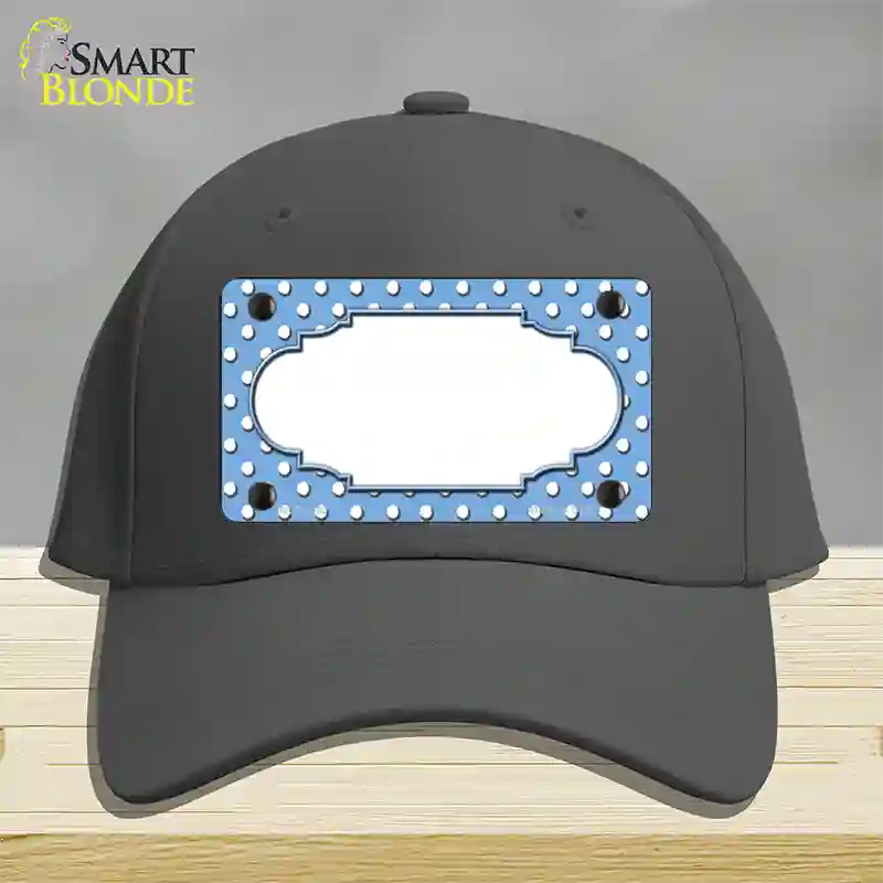 Scallop Light Blue White Polka Dot Novelty License Plate Hat Cotton / Charcoal
