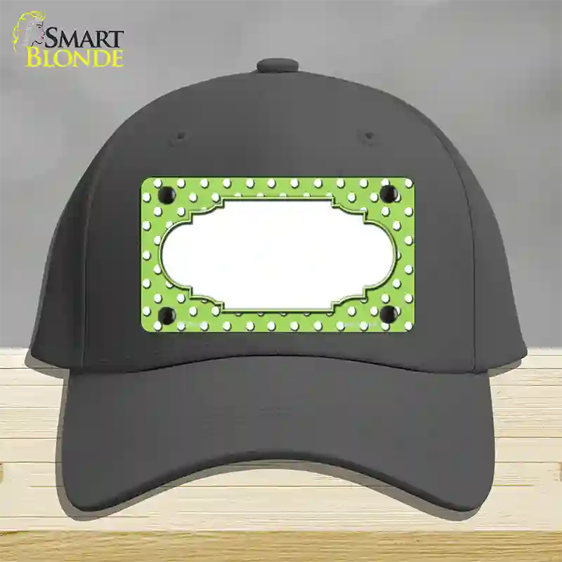 Scallop Lime Green White Polka Dot Novelty License Plate Hat Cotton / Charcoal