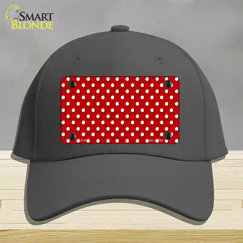 Red Polka Dot Novelty License Plate Hat Cotton / Charcoal