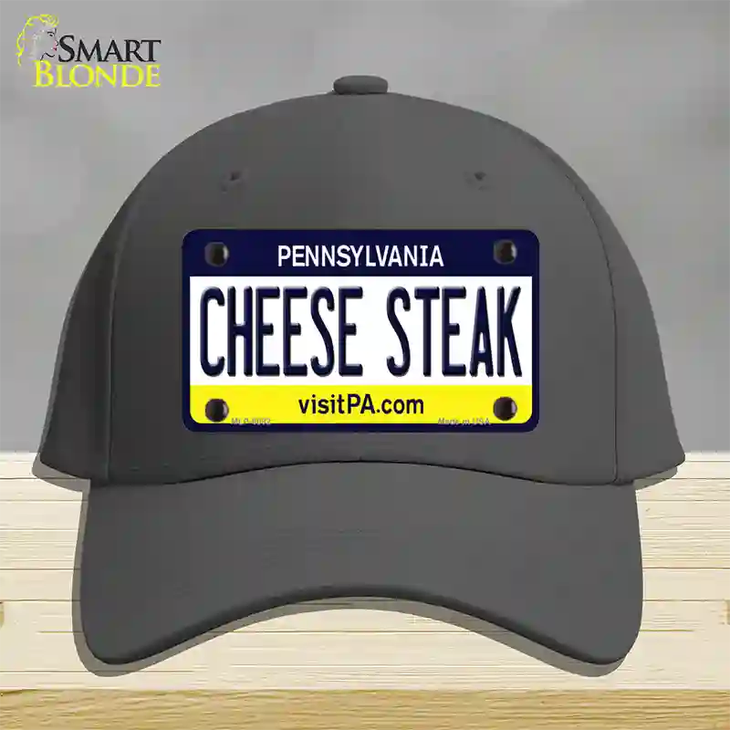 Cheese Steak Pennsylvania State Novelty License Plate Hat Cotton / Charcoal