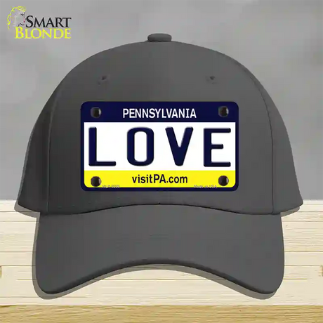 Love Pennsylvania State Novelty License Plate Hat Cotton / Charcoal