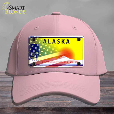 Alaska with American Flag Novelty License Plate Hat HAT-MLP-12330
