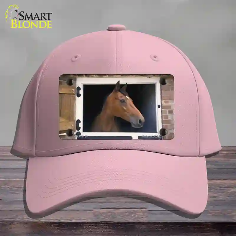 Horse In Barn Novelty License Plate Hat Cotton / Pink