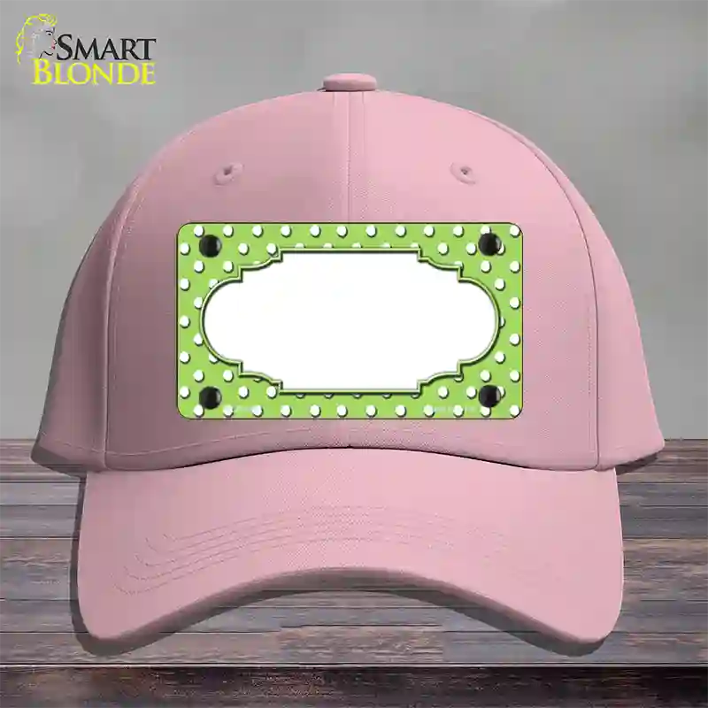 Scallop Lime Green White Polka Dot Novelty License Plate Hat Cotton / Pink