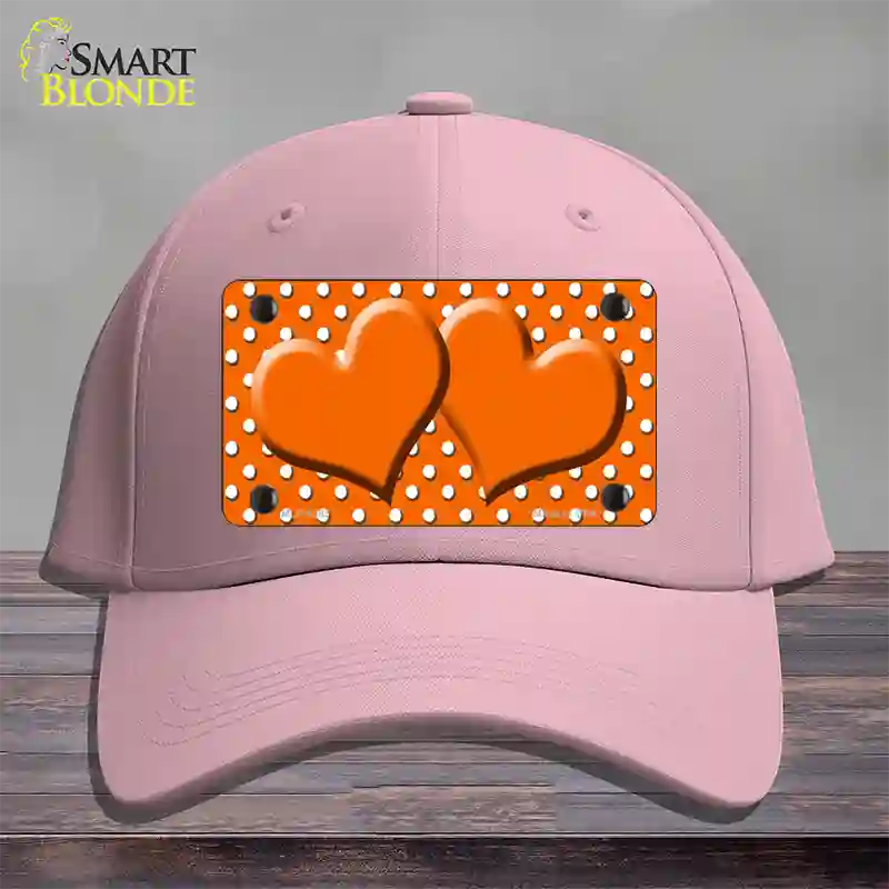 Orange White Polka Dot Center Hearts Novelty License Plate Hat Cotton / Pink