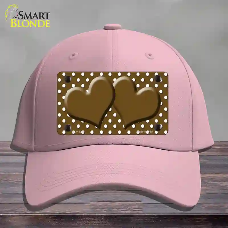Brown White Polka Dot Center Hearts Novelty License Plate Hat Cotton / Pink