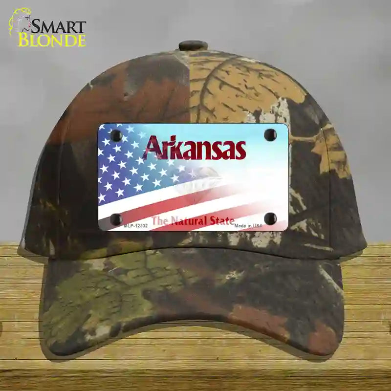 Arkansas with American Flag Novelty License Plate Hat HAT-MLP-12332